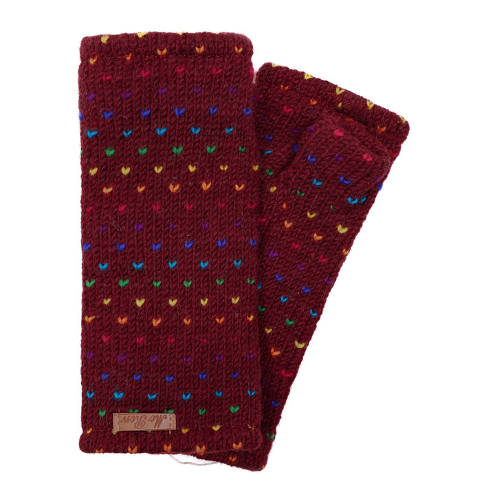 Damen Gestrickte Pulswärmer Stulpen Modell Ines regenbogen Dunkelrot, Dunkelrot