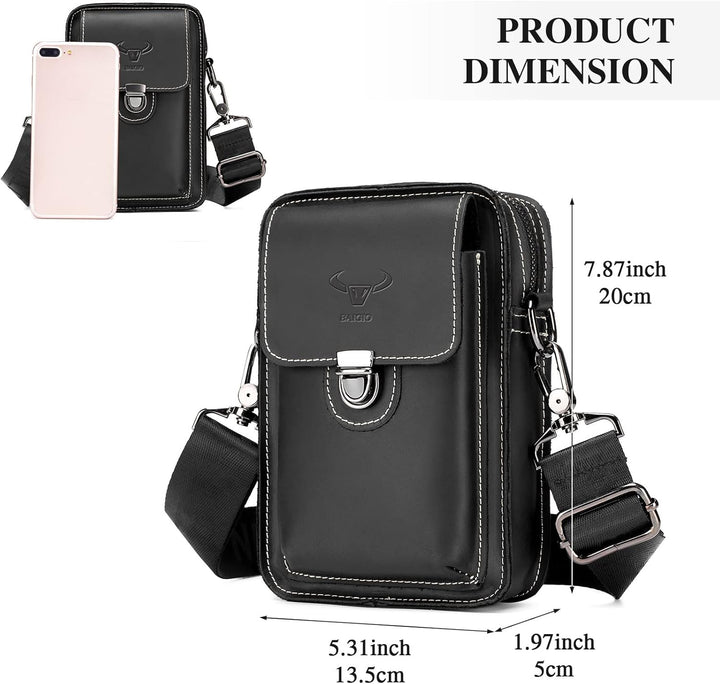 BAIGIO Handytasche Leder Vintage Gürteltasche Herren Hüfttasche Klein Schultertasche Umhängetasche R