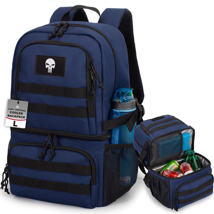Taktischer Doppelstock-Kühlrucksack für Herren – Grosser Lunch-Rucksack mit 2 Fächern, Weiche Kühlta
