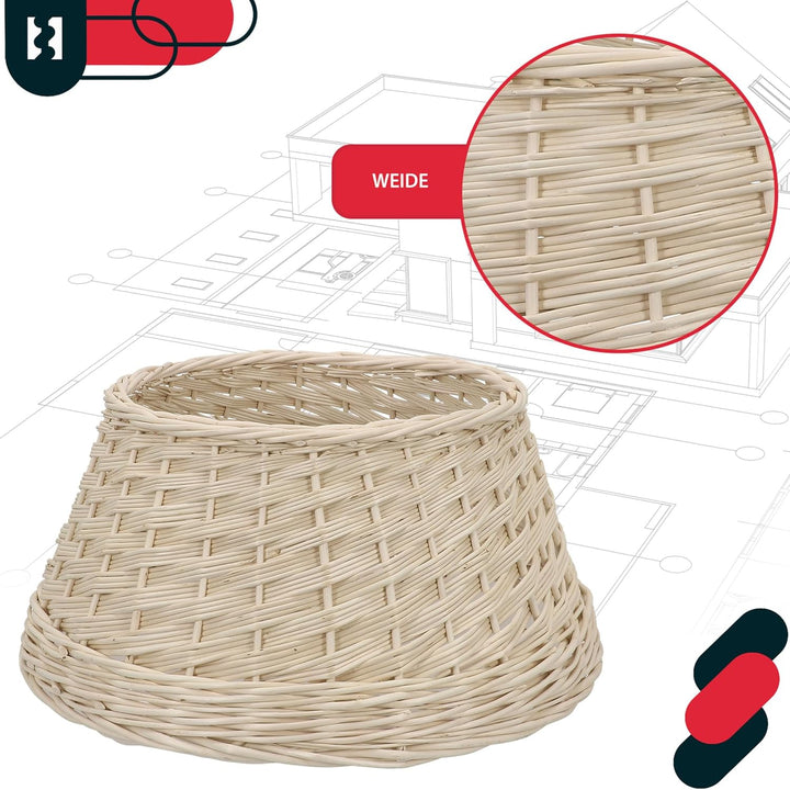 KOTARBAU® Weihnachtsbaum Rock aus Weide Ø 45 cm Gebleicht Christbaumständer aus Rattan Natur Weihnac