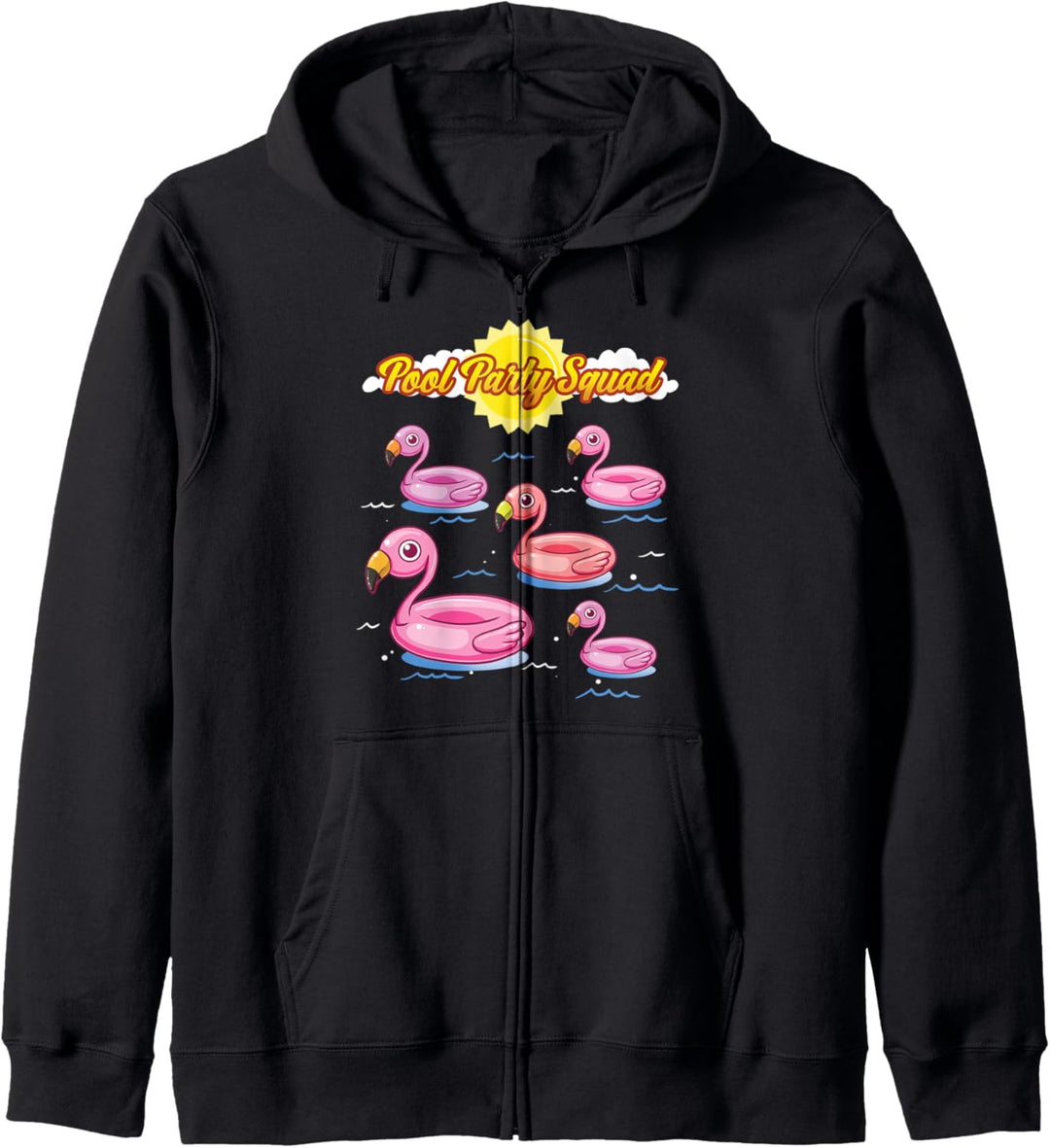 Pool Party Squad Rosa Flamingo Floater Flocken Sommer Party Kapuzenjacke