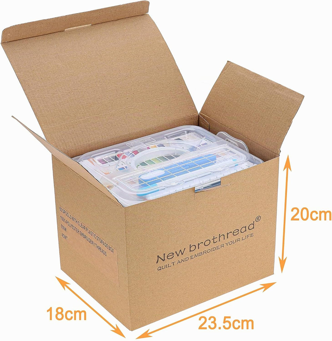 New brothread 60 Brother Farben 500m Maschine Stickgarn mit durchsichtiger Aufbewahrungsbox aus Kuns