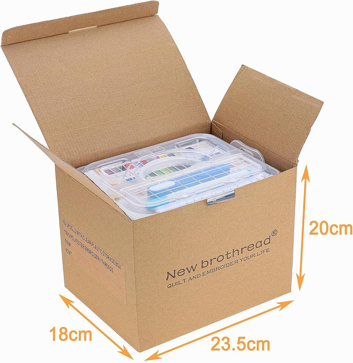 New brothread 60 Brother Farben 500m Maschine Stickgarn mit durchsichtiger Aufbewahrungsbox aus Kuns