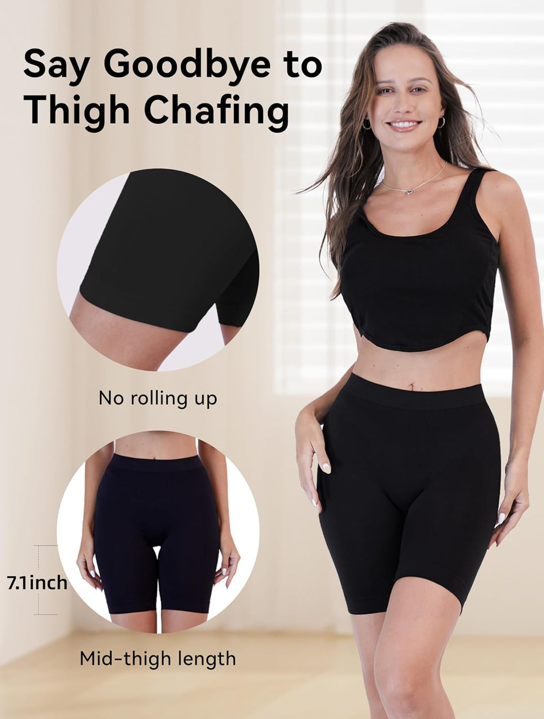 TIICHOO Radlerhose Damen Kurze Unter Kleid Anti Scheuer Sommer Leggings Kurz 4er Pack L 2 Schwarz/2
