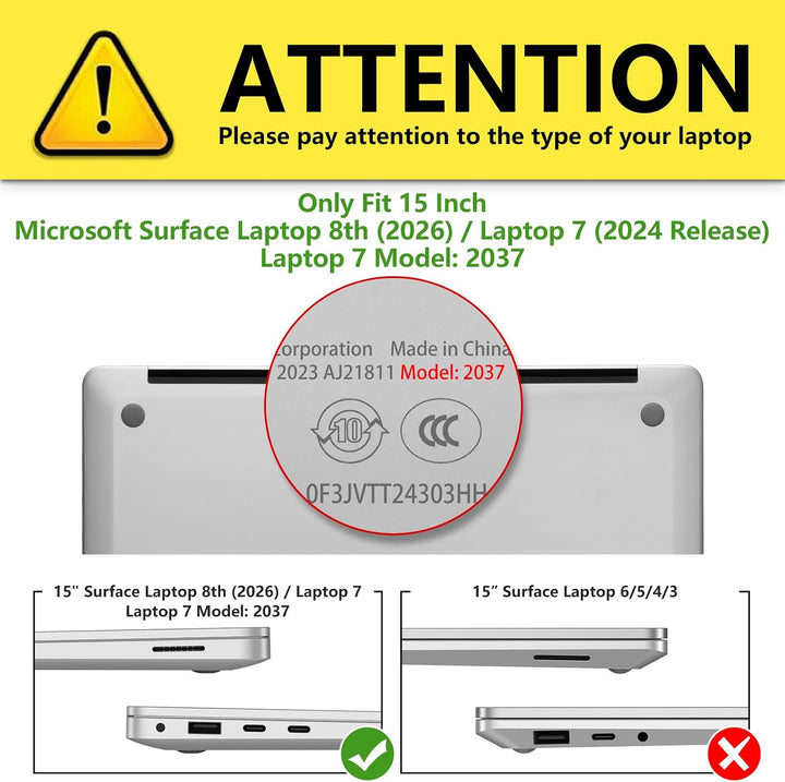 Fintie Hülle Kompatibel mit 15 Zoll Microsoft Surface Laptop 7, Ultradünne Hartschale Schutzhülle Sn