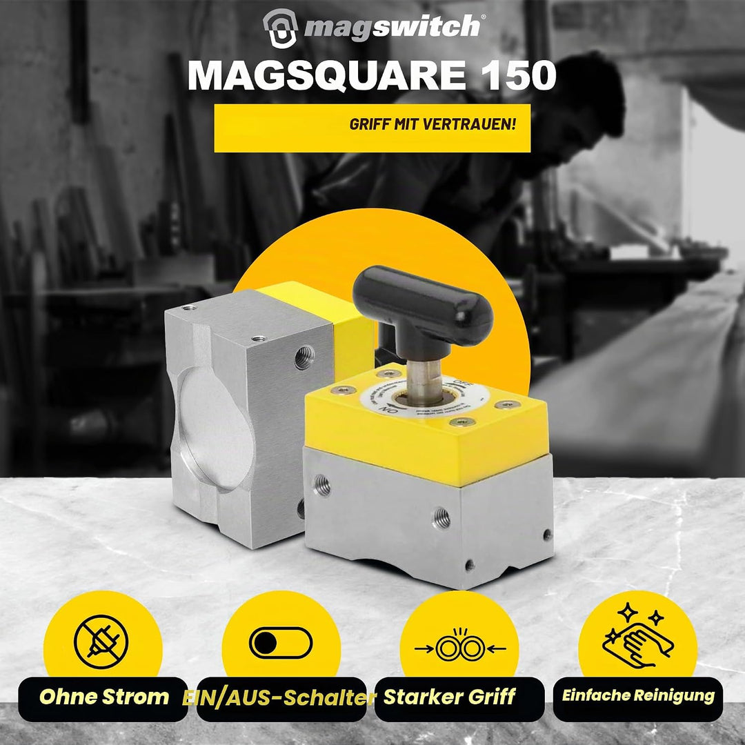 Magswitch MagSquare 165 – Schaltbarer Schweissmagnet – 69 kg Haltekraft – 90° Winkelmagnet – Magneti