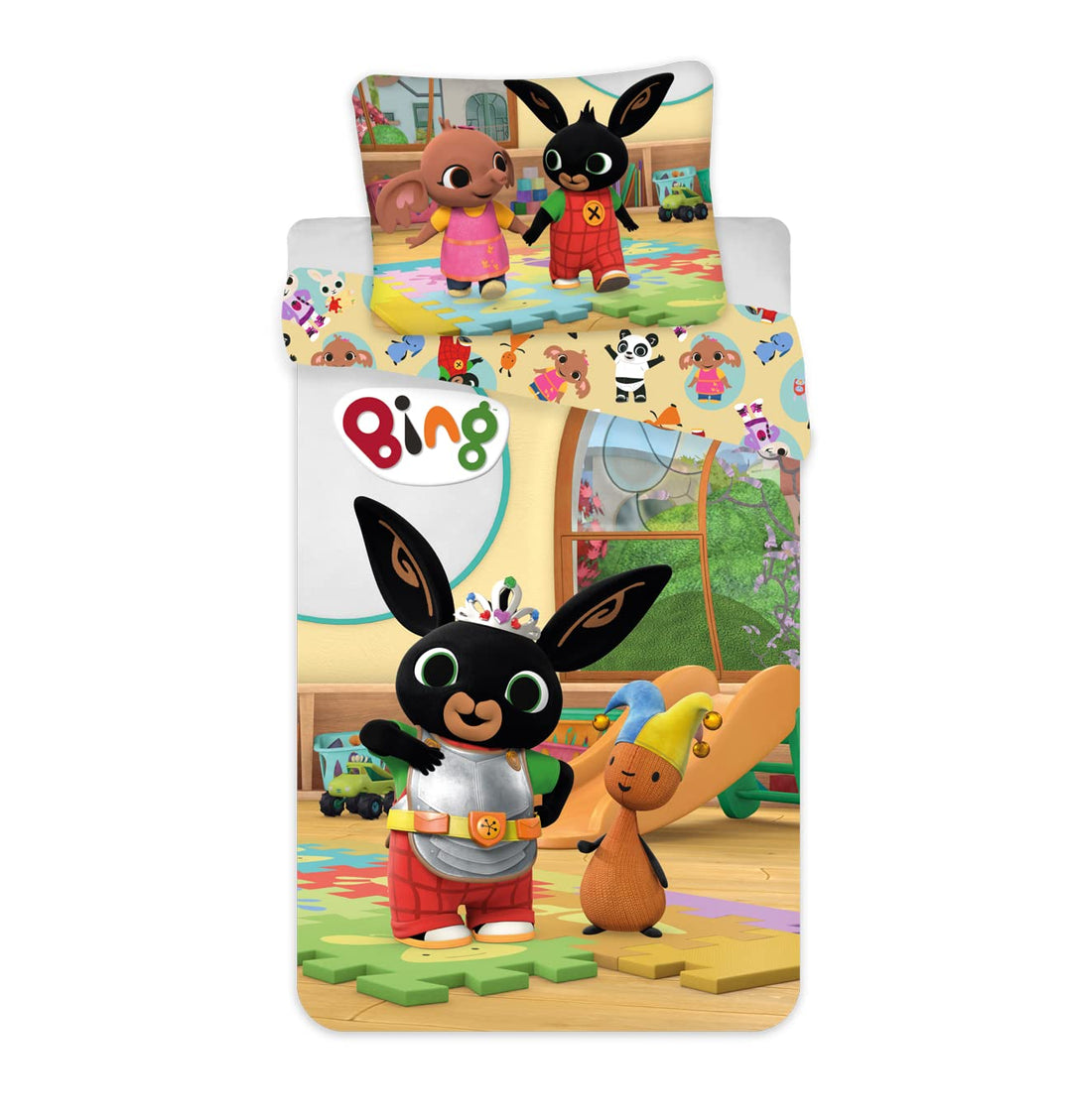 Baby- oder Juniorbettset Bing and Flop, 100% Baumwolle, Bettbezug 100 x 135 cm + Kissenbezug 40 x 60