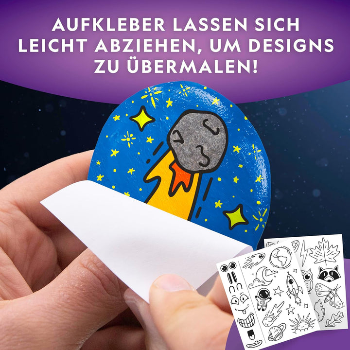 NATIONAL GEOGRAPHIC Im Dunkeln leuchten Steine Bemalen Set - Bastelset für Kinder, Dekoriere 15 Flus