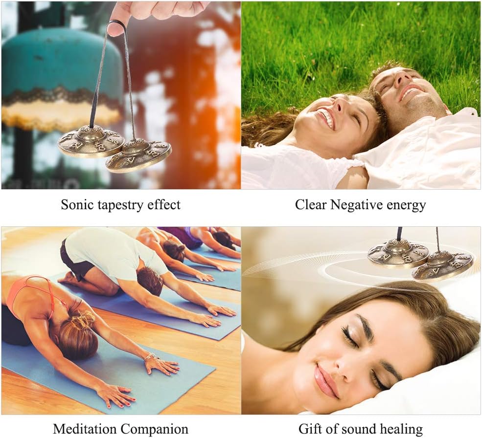 Zimbel Tibetische Meditations Tingsha Zimbeln mit Buddhistischen Glückssymbolen, Chinesische Deko, M