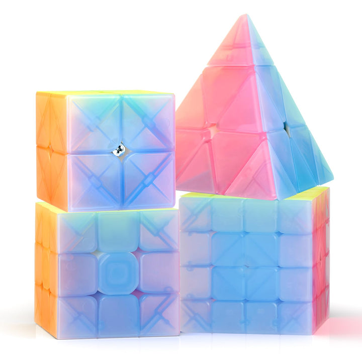 ROXENDA Zauberwürfel Set - 2X2 3X3 4X4 Pyramide Speed Würfel Set mit Würfel Tutorial für Kinder und