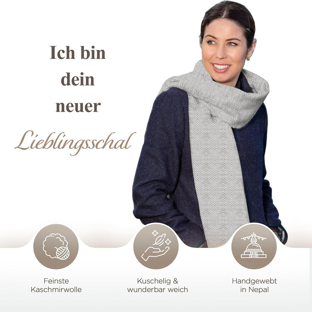 yanopurna Unisex-Kaschmirschal – Handgewebte Stola Aus 100% Kaschmirwolle – Warmer Wickelschal, Hals