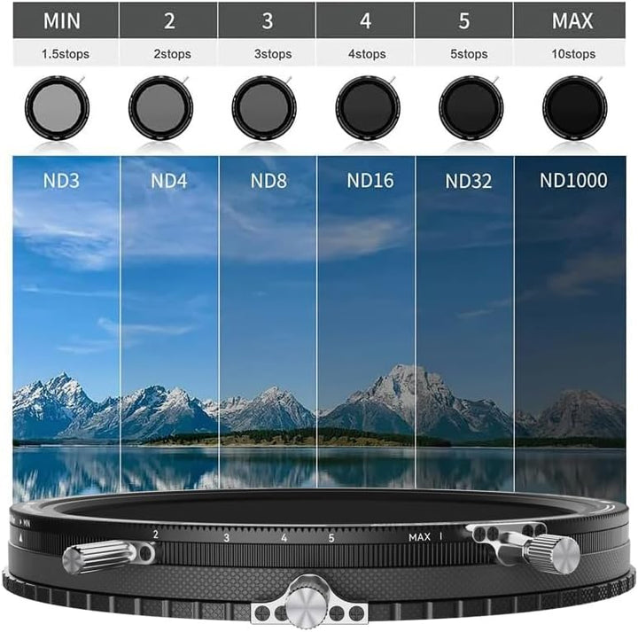 H&Y Variabler ND-Filter, PL Filter, 67-82mm, REVORING Variable, ND3-1000+CPL MarkII, Nivellierung, v