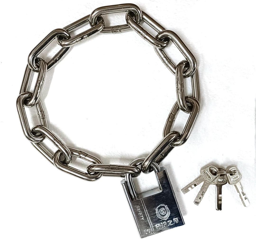 WANLIAN Fahrrad Kettenschloss, 8 mm Sicherheitskette mit Schloss-Kit, geeignet für Motorradschlösser
