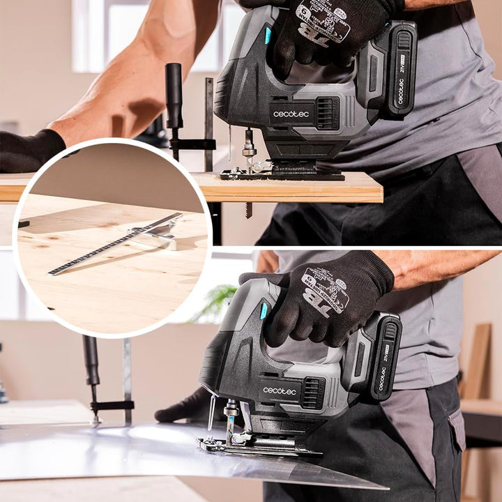 Cecotec Akku-Stichsäge MultiCut 500 Vision Liberty. 21 V 2 Ah Akku, Laser-Schnittführung, LED-Licht,