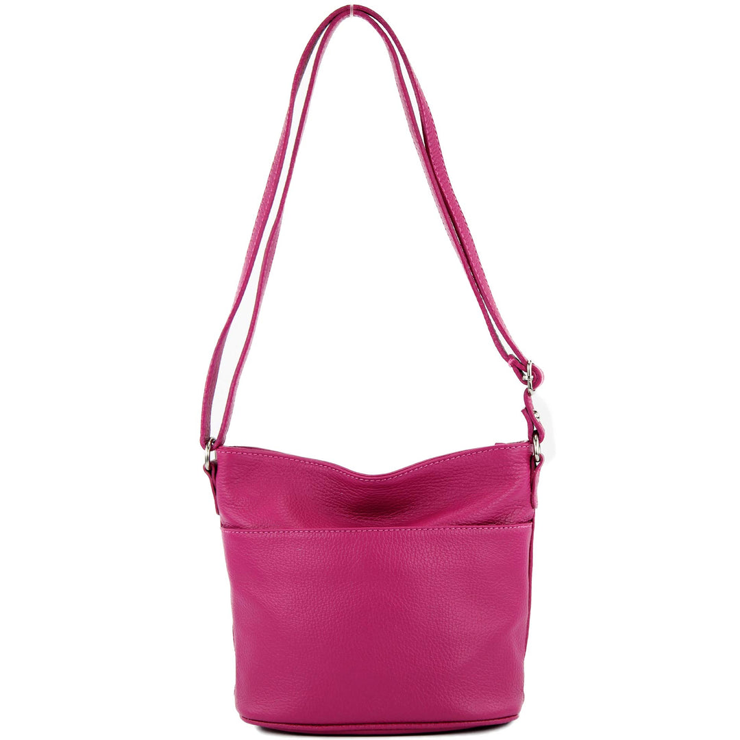 modamoda de - T198 - ital. Umhängetasche Klein Small aus Leder Rosa, Rosa