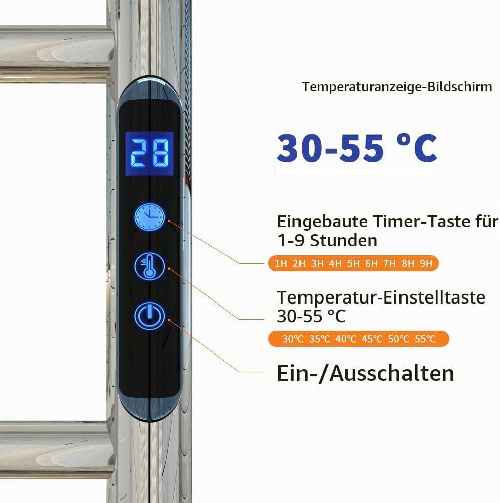 KWW Beheizter Handtuchhalter, Fernbedienung mit APP Tuya, Handtuchwärmer mit Timer, an der Wand Befe