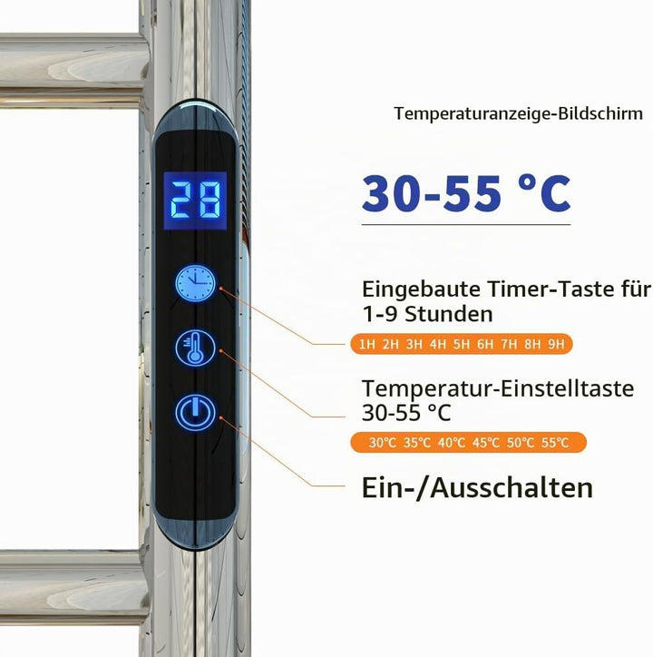 KWW Beheizter Handtuchhalter, Fernbedienung mit APP Tuya, Handtuchwärmer mit Timer, an der Wand Befe