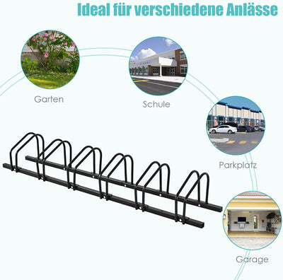 COSTWAY Fahrradständer Standparker Bodenständer Aufstellständer mit 4/5/6 Fahrrad Stellplätze, Mehrf