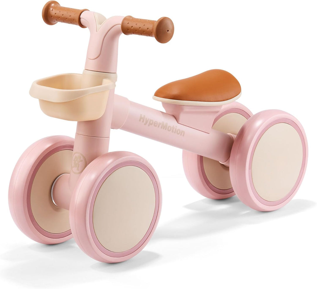 HyperMotion TOBI MINI Pinkes 4-Rad Laufrad für Kinder 12–36 Monate, Leichtes Rutschfahrzeug mit Korb