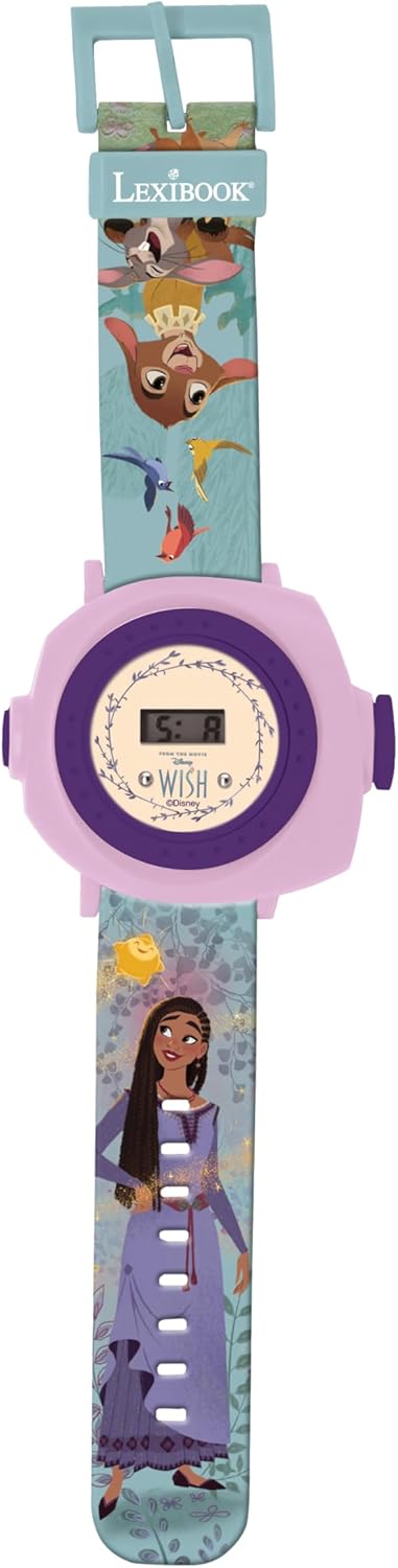 Lexibook, Disney Wish - Verstellbare Projektionsuhr mit digitalem Bildschirm - 20 Bilder des Films W