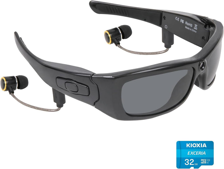 Hereta Kamera Sonnenbrille, Bluetooth Sonnenbrille Full HD 1080P Videokamera Brille mit UV-Schutz Po
