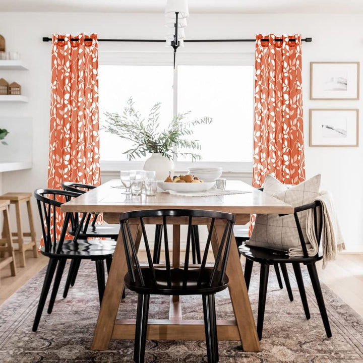 Durchsichtige Vorhänge mit Blättern, 213 cm, für Wohnzimmer, Burnt Orange 52x84 Burnt Orange, 52x84