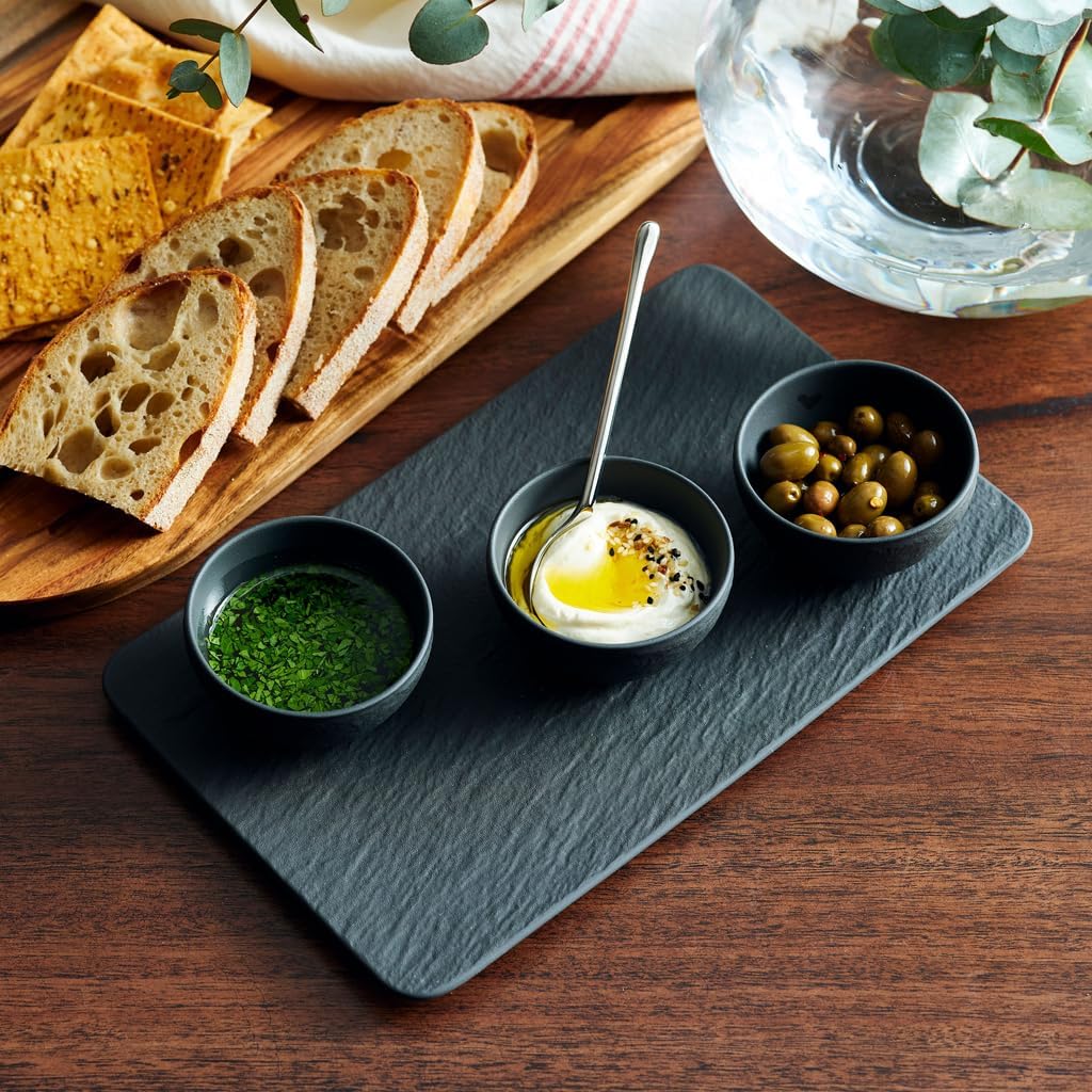 Villeroy & Boch – Manufacture Rock Dipschälchen Set 4 Teilig Schwarz Matt, Spülmaschinenfest, Mikrow