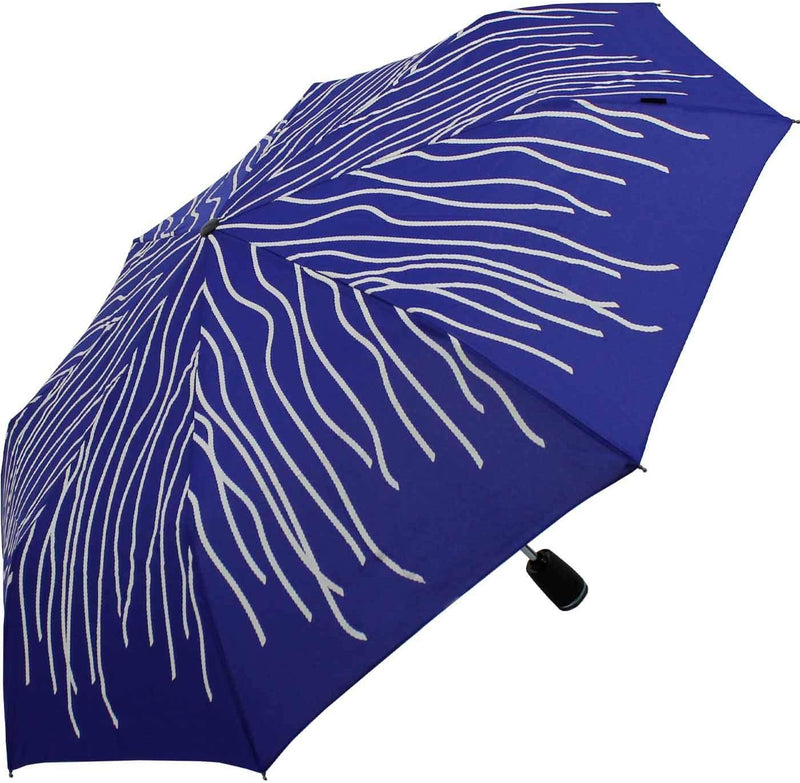 Knirps Regenschirm Damen Taschenschirm Large Duomatic Blau Wet Print, Blau Wet Print