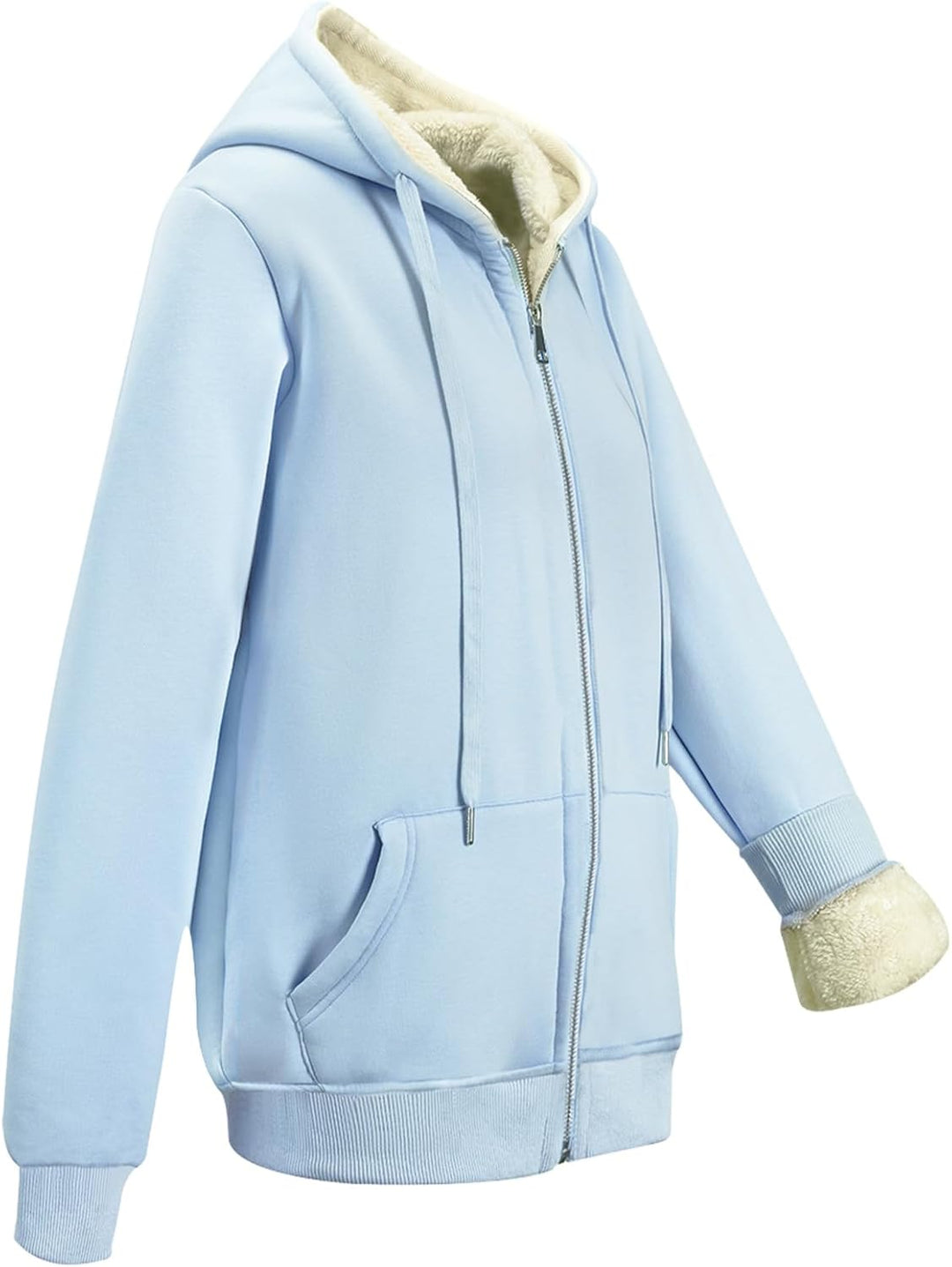 MOVE BEYOND Sweatjacke Damen mit Kapuze Zipper Hoodie Fleecejacke Gefüttert Warme Winterjacke mit Re
