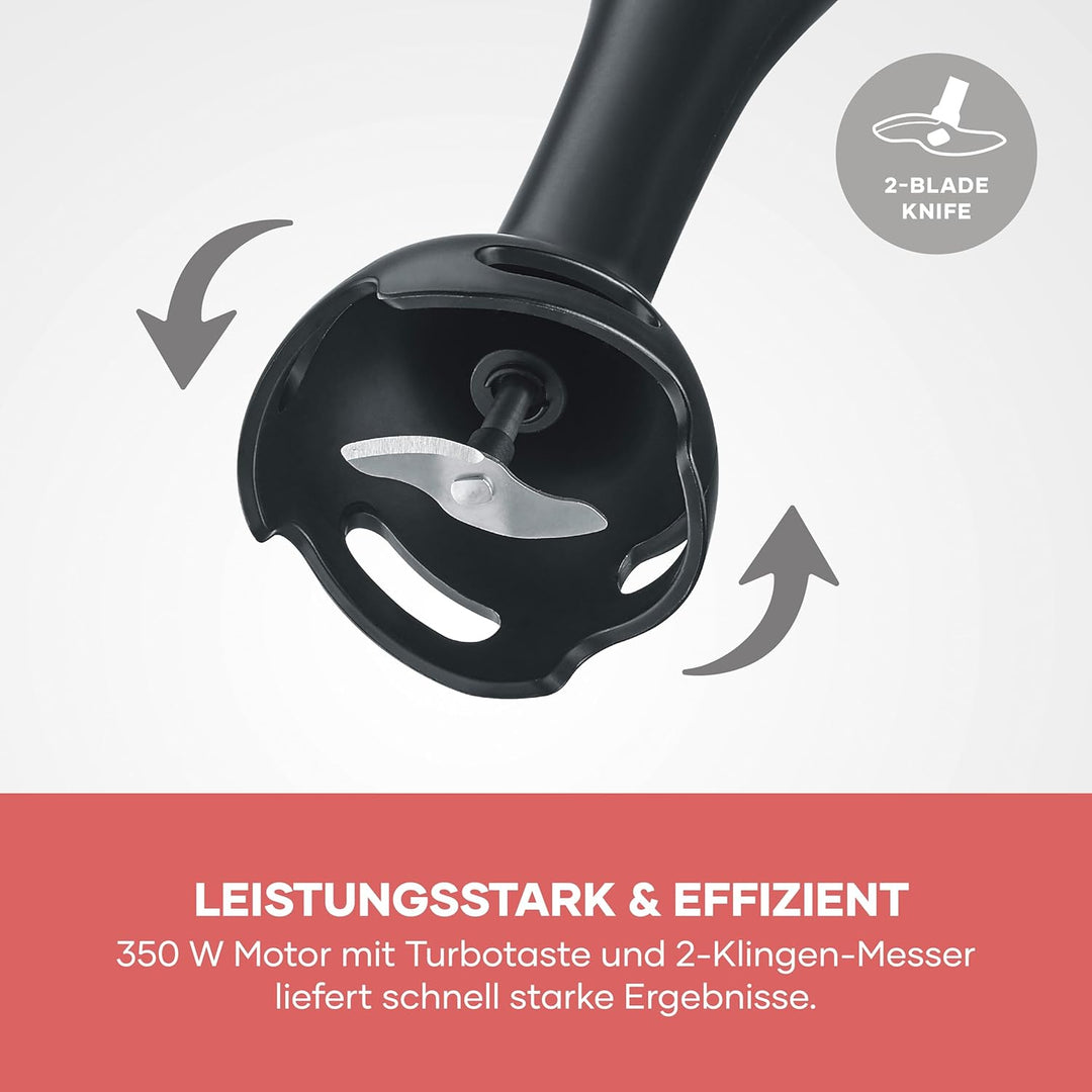 Severin Stabmixer zum Pürieren und Zerkleinern, Mixstab, abnehmbarer Mixfuss, Turbotaste, 2-Klingen-