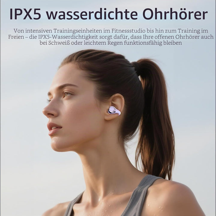Open-Ear-Kopfhörer I5, Kabellose Bluetooth 6.0 Clip-On-Ohrhörer mit ENC, IPX5 wasserdicht, 36 Std. L
