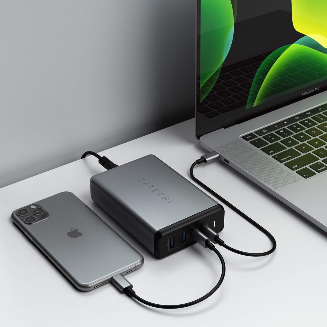 SATECHI 108W USB C PD Tischladegerät – 2 USB-C PD &amp; 2 USB-A Anschlüsse – Für M2/M1 MacBook Pro/Air,