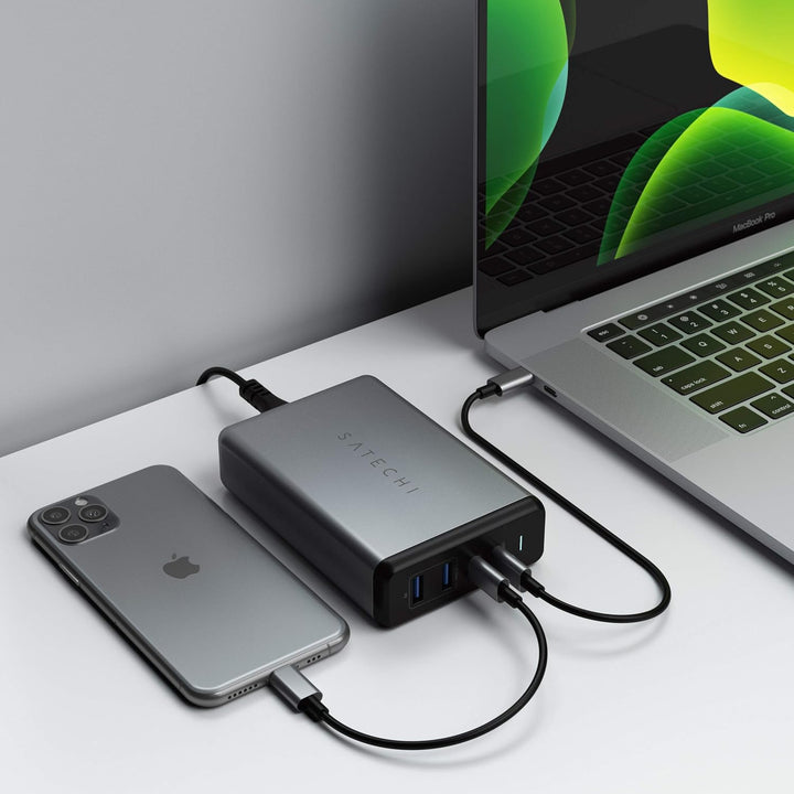 SATECHI 108W USB C PD Tischladegerät – 2 USB-C PD &amp; 2 USB-A Anschlüsse – Für M2/M1 MacBook Pro/Air,