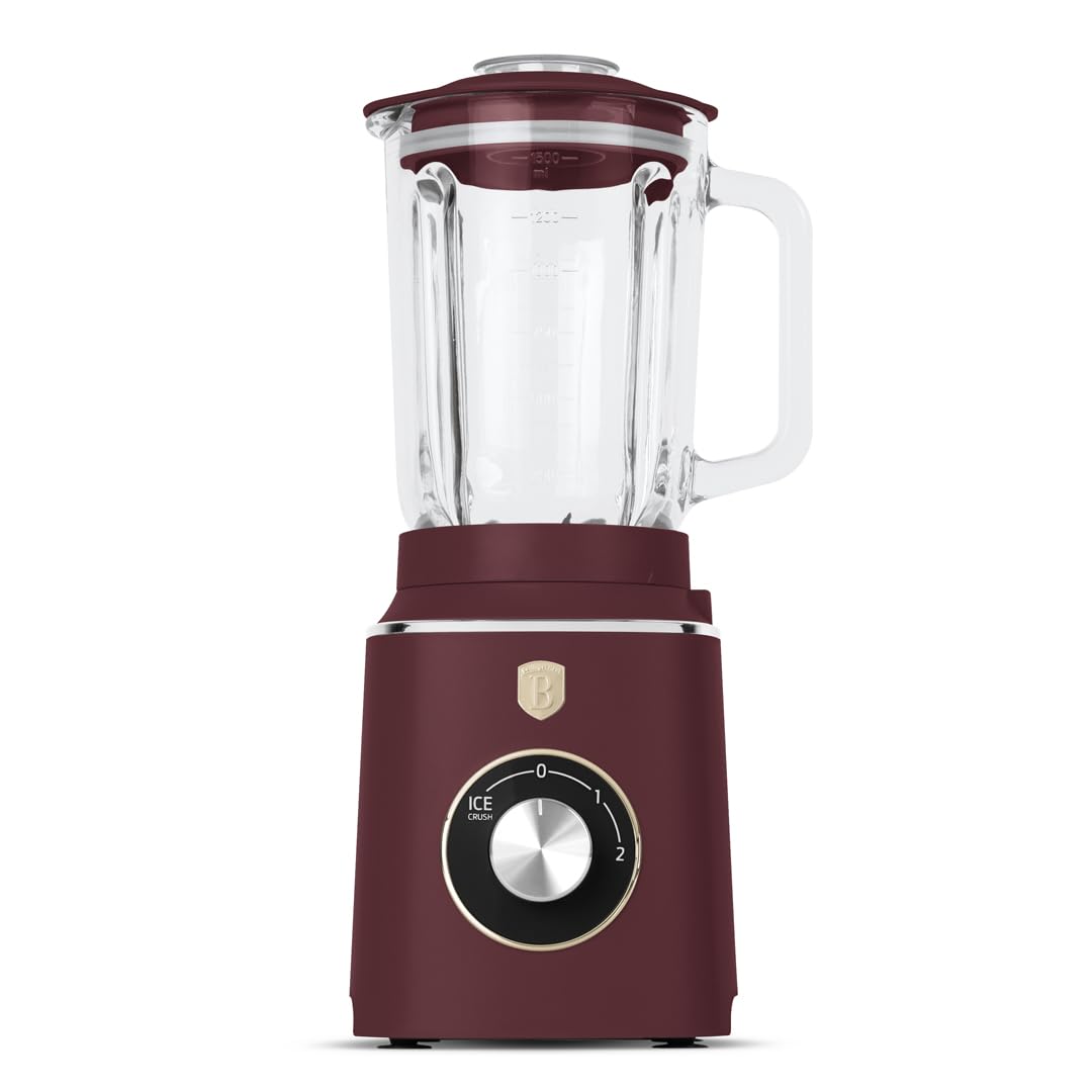 Berlinger Haus Stabmixer/Tischmixer mit Glasbehälter 1,5 L 1000 W/matt bordeaux/Leonardo Collection
