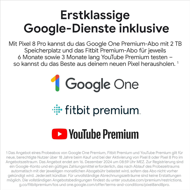 Google Pixel 8 Pro – Android Smartphone ohne SIM-Lock mit Teleobjektiv, langer Akkulaufzeit und Supe