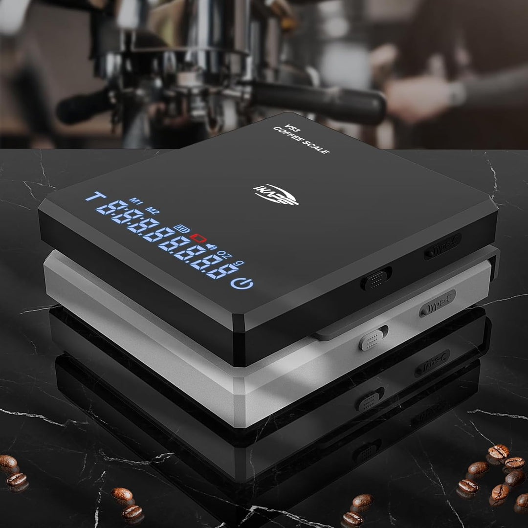 IKAPE Digitale Mini-Kaffeewaage mit Timer – 2 kg / 0,1 g hochpräzise, wiederaufladbare Waage für D