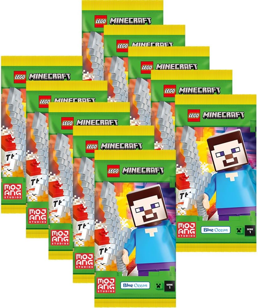 Bundle mit LEGO Minecraft Serie 1 Trading Cards - 1 Starter + 10 Booster + Exklusive Collect-it Hüll
