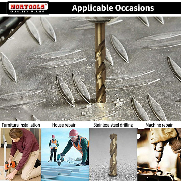NORTOOLS Metallbohrer Set 25 tlg HSS M35 Cobalt 5% vollständig geschliffene Bohrer 1,0-13 mm Einheit