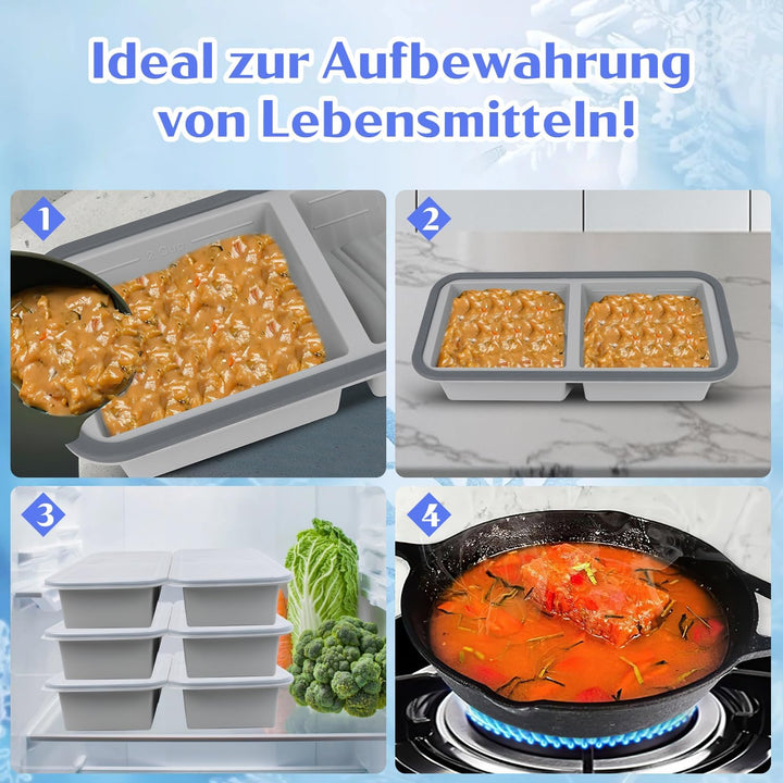 Gefrierbehälter Suppen Einfrieren Behälter Grosse Eiswürfelform 2Stk Silikon Eiswürfelform Mit Decke