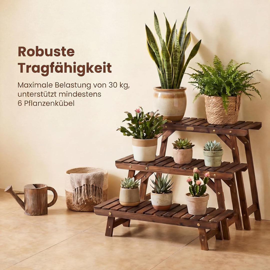 GYMAX 3-stufiges Blumenregal, kombinierbarer Pflanzenregal Outdoor, Pflanzenständer Blumenständer au