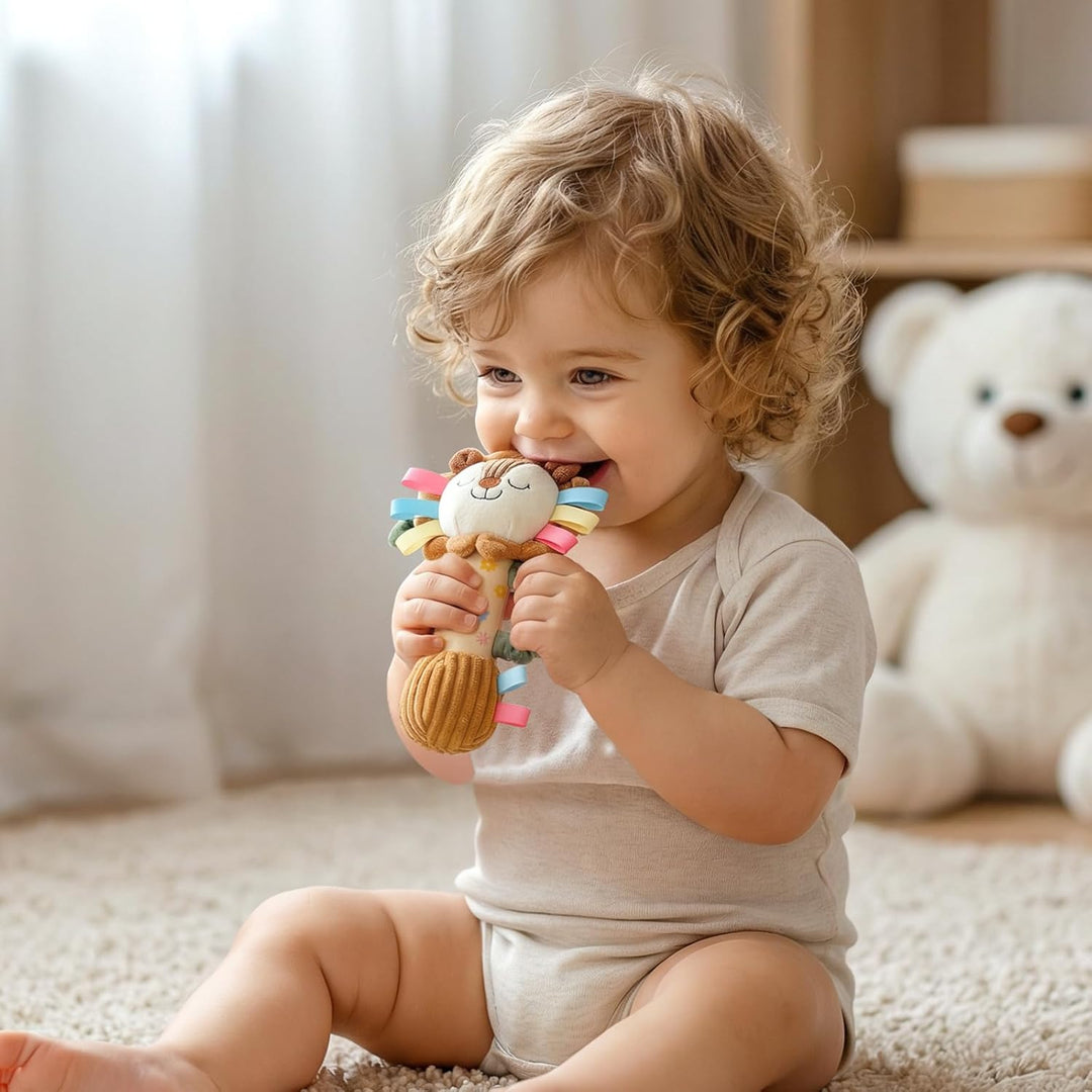 TYRY.HU Baby Rassel Spielzeug,Plüsch Löwe Rassel Greifling,Knisterblatt & Quietsche,Sensory Spielzeu