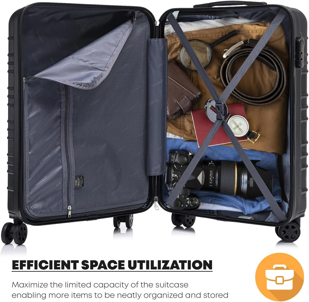 Koffer Suitcase S Schwarz, Trolley Reisekoffer, Kabinenkoffer Rollkoffer Handgepäck mit 4 Rollen 360