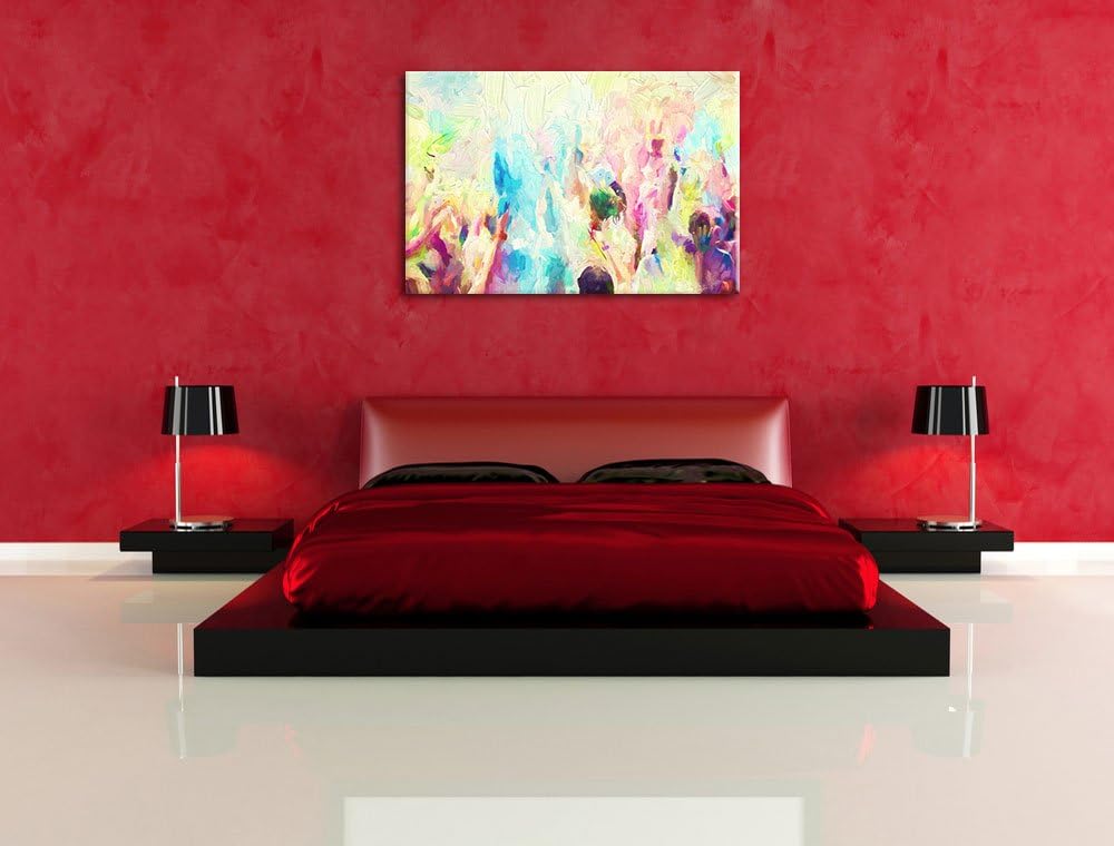 Pixxprint Farben Festival Holi Indien als Leinwandbild/Grösse: 100x70 cm/Wandbild/Kunstdruck/fertig