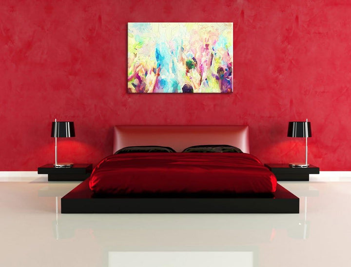 Pixxprint Farben Festival Holi Indien als Leinwandbild/Grösse: 100x70 cm/Wandbild/Kunstdruck/fertig