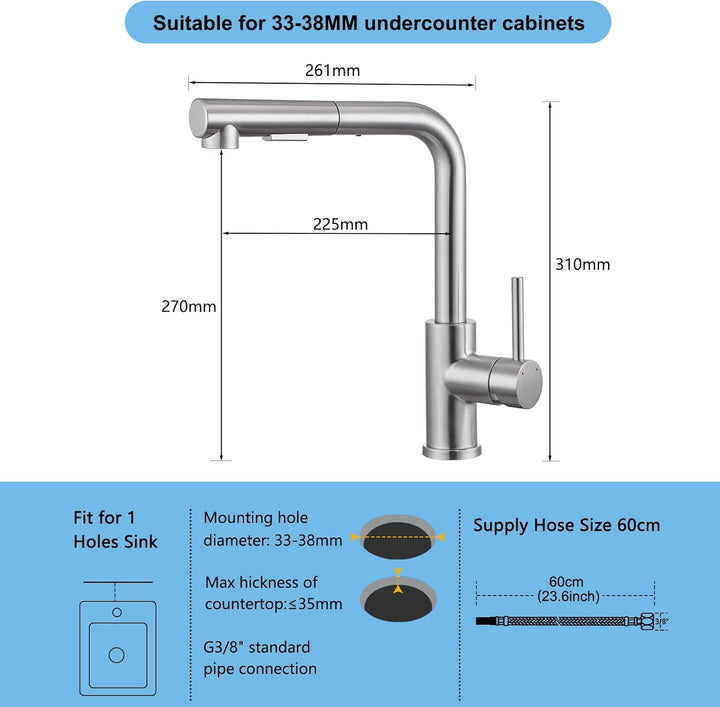Wasserhahn Küche Ausziehbar, BONADE Küchenarmatur mit Brause, Mischbatterie Küche 360° Schwenkbar，Ar