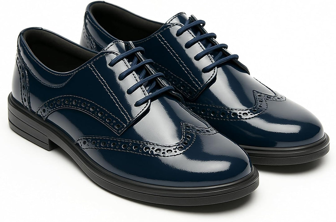 Jungen Kunstleder Lack Brogue Abendschuhe Schnürschuhe formelle Hochzeit Pagenkopf Schuhe 22 EU Mari