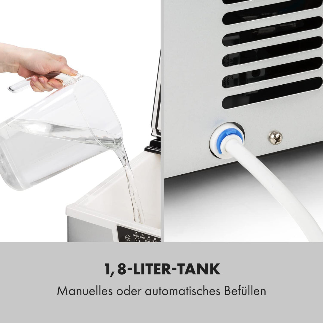 Klarstein Eiswürfelmaschine Klein, 3L Eiswürfelbereiter, Eiswürfelmaschine für 20kg Crushed Eis & Ei