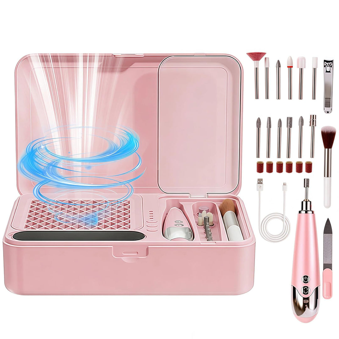 Nagelstaubsauger mit Elektrischer Nagelfräser, Professioneller Nagelbohrer und Staubabsauger 2-in-1,