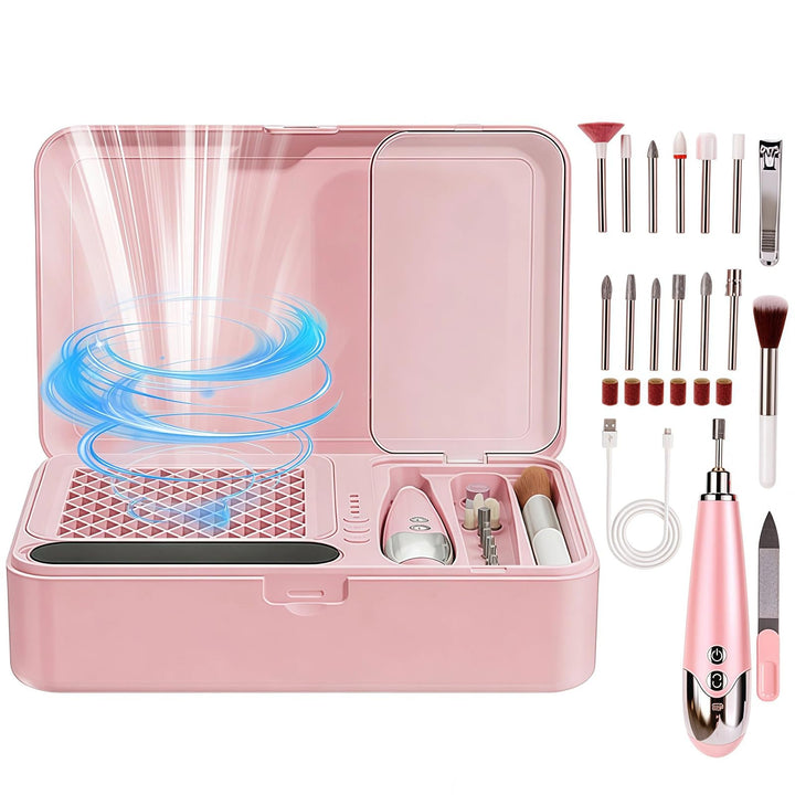 Nagelstaubsauger mit Elektrischer Nagelfräser, Professioneller Nagelbohrer und Staubabsauger 2-in-1,