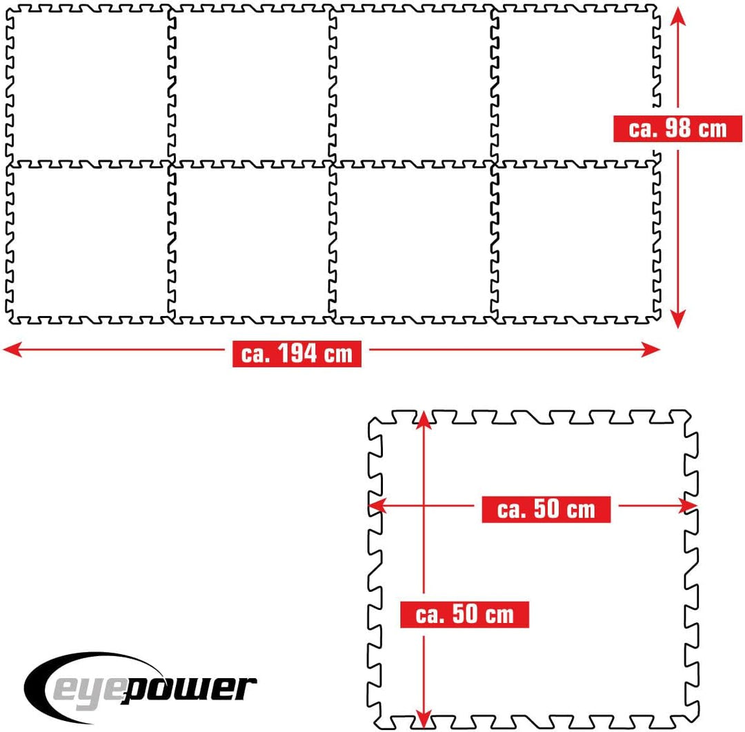 EYEPOWER 1,8m² Poolunterlage aus 8 grossen Matten - 50 x 50 x 1cm Dicke Poolmatte - Pool Unterlage O